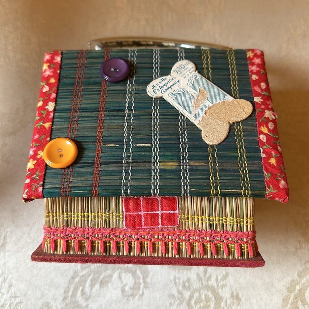 Vintage 1950s Straw Work sewing box from Japan in EUC - Picture 9 of 12